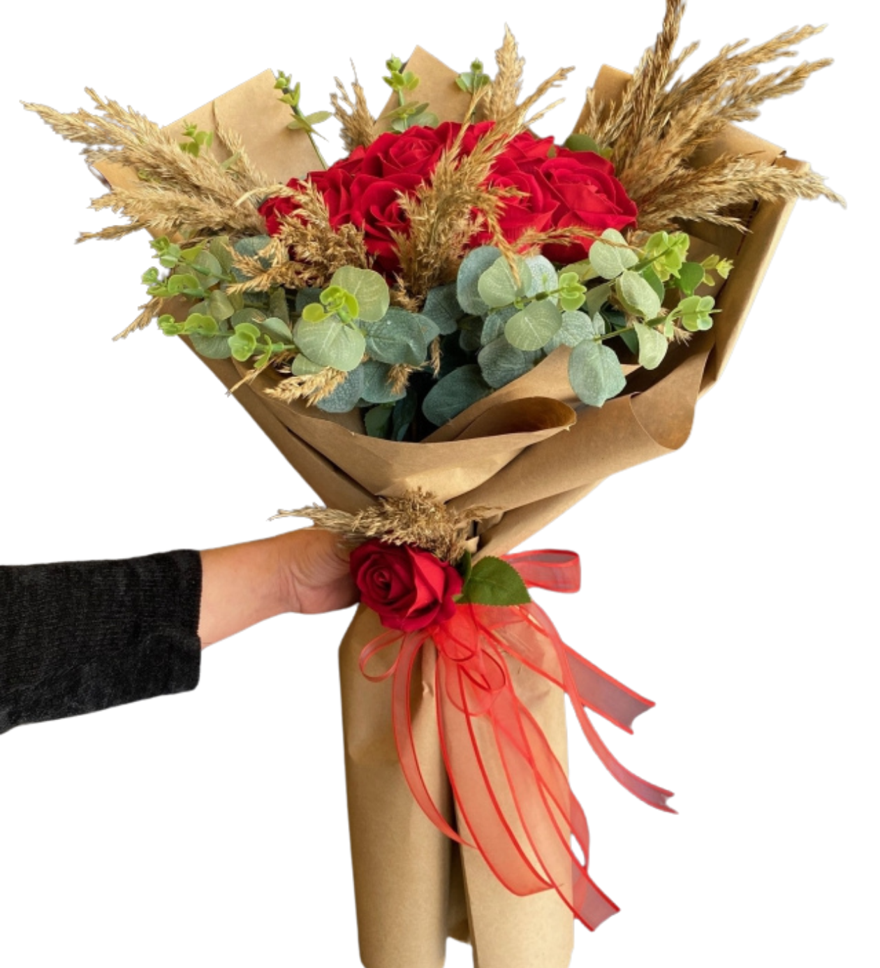 Zamansız Aşk – 15’li Kadife Kırmızı Gül Yapay Buket | Floksia Flowers