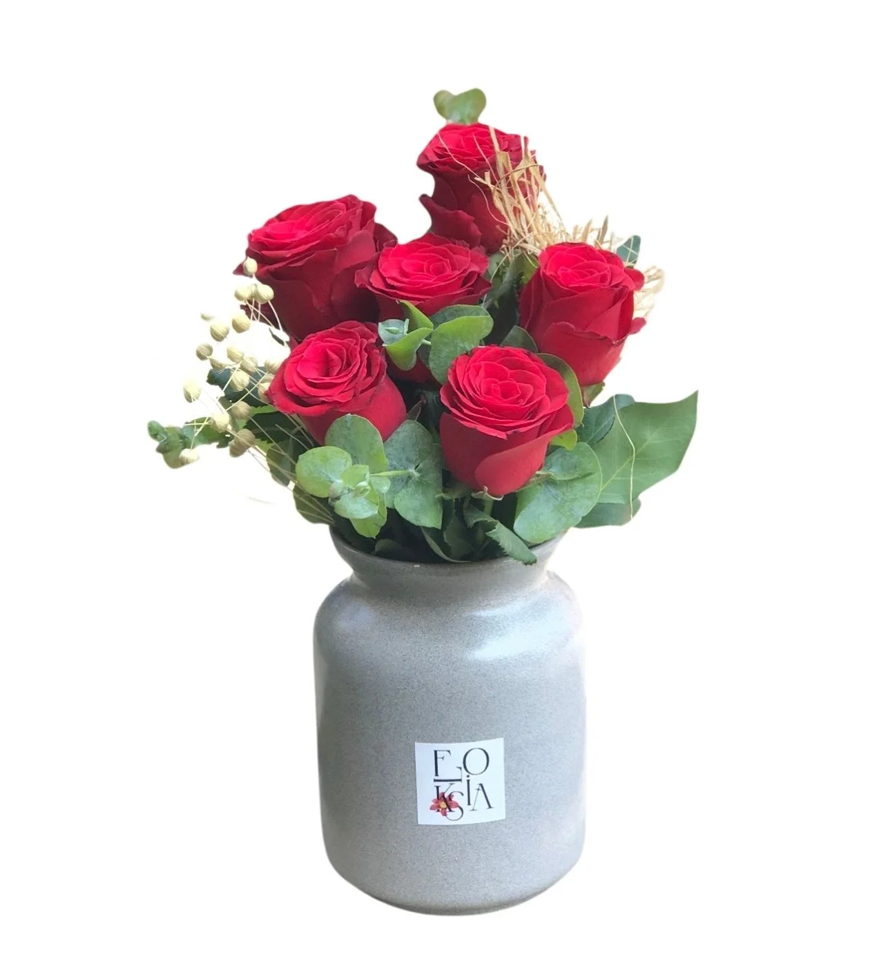 Old Vase Serisi  6 lı Kırmızı Gül 