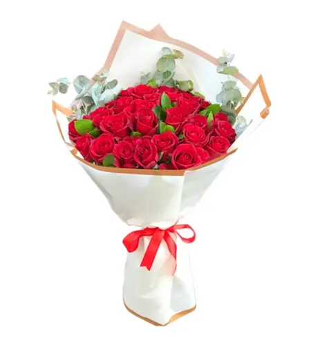 White Red Rose Bouquet