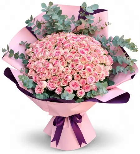 101 İthal Pembe Gül Buketi