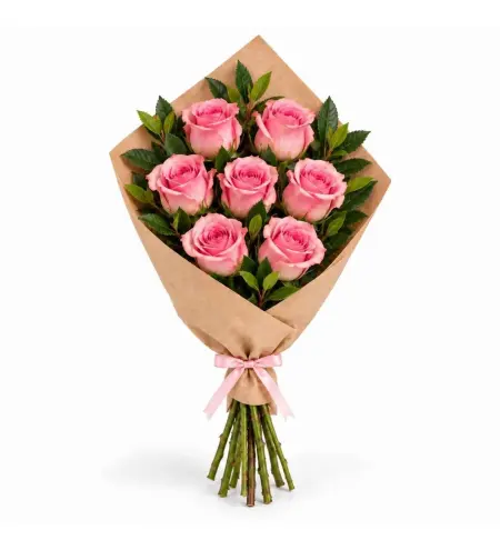 Floksia Pembe Tebessüm – 7 Pembe Gül Buketi