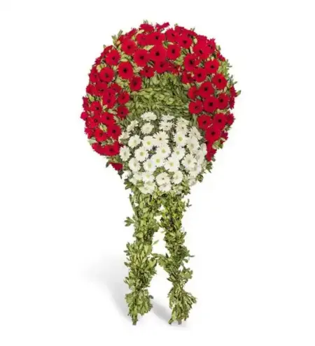 Kırmızı Beyaz Gerbera Cenaze Çelengi