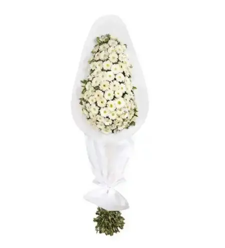 Tek Katlı Beyaz Gerbera Çelengi