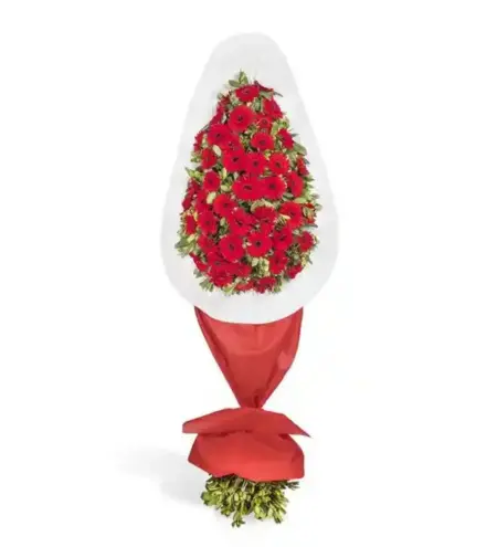 Tek Katlı Kırmızı Gerbera Çelengi