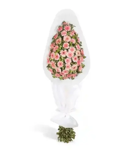 Tek Katlı Pembe Gerbera Çelengi